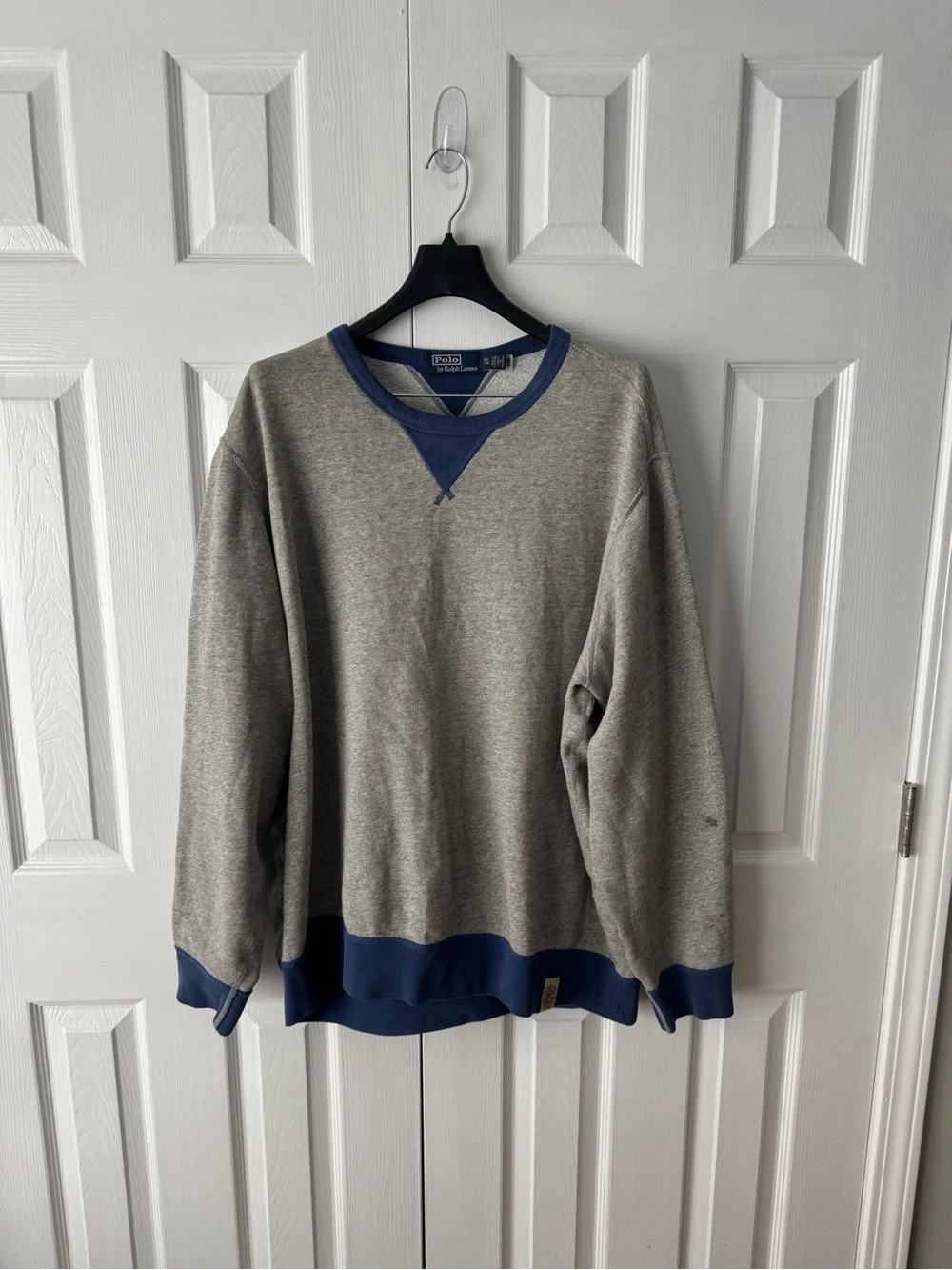 Polo Ralph Lauren Grey Navy Blue Crewneck Sweatshirt Collegiate Athletics XXL